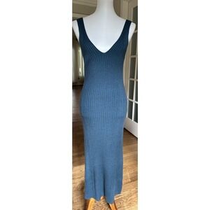 Modern Citizen Yuna V-Neck Ribbed Knit Midi Dress Teal Green Size M NWT